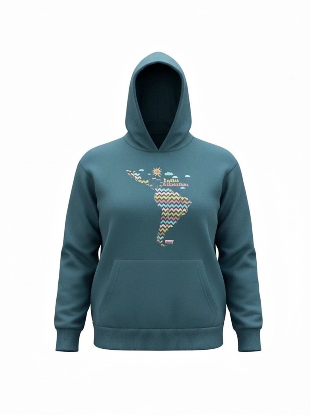 Graphic Pullover Hoodie in Blue Like New